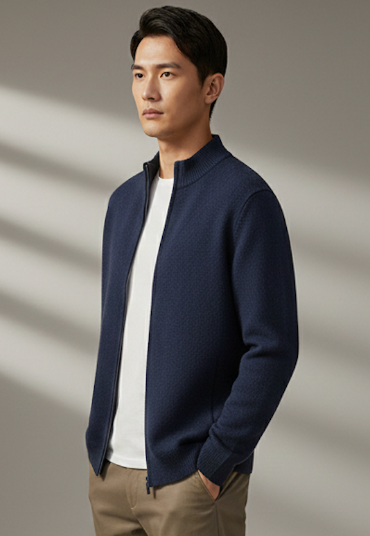 The 100% Merino Wool Zipper Cardigan