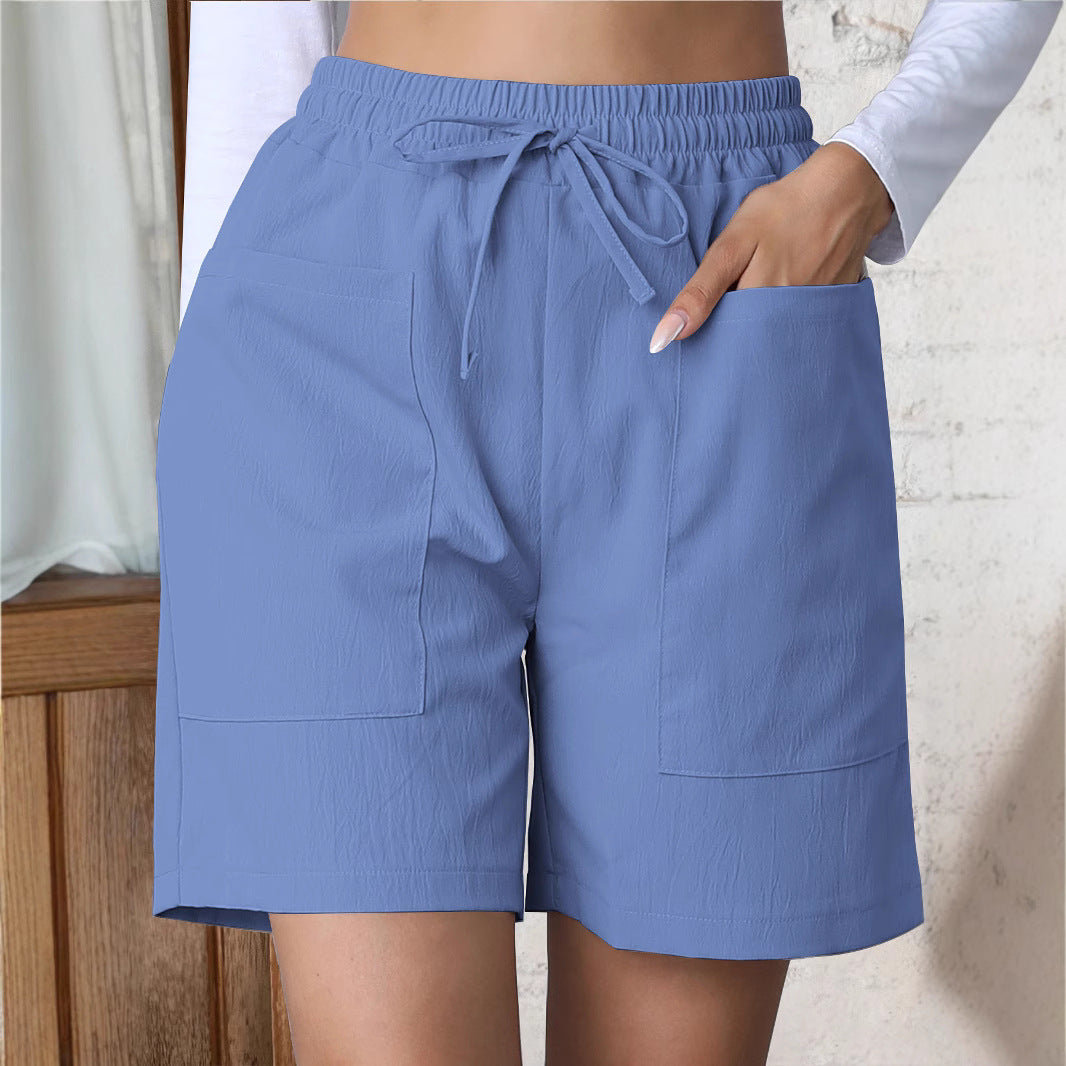 Linen High Waist Wide Leg Shorts for Women