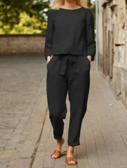 Womens Casual Linen Two-Piece Set