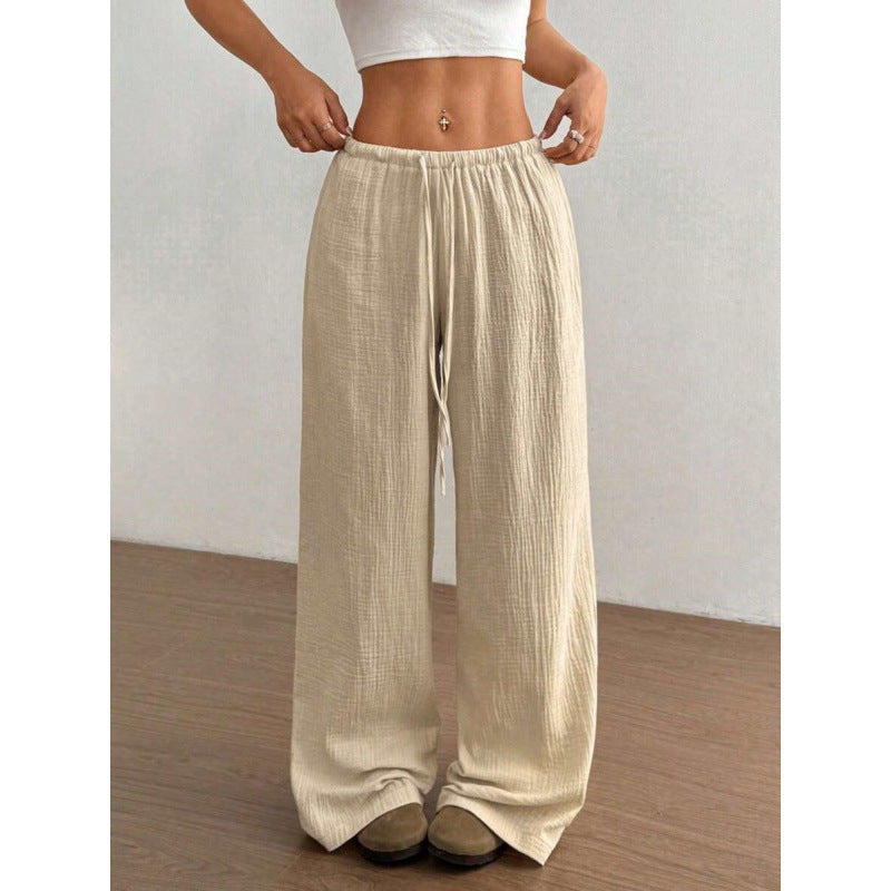Womens Cotton Linen Wide Leg Pants
