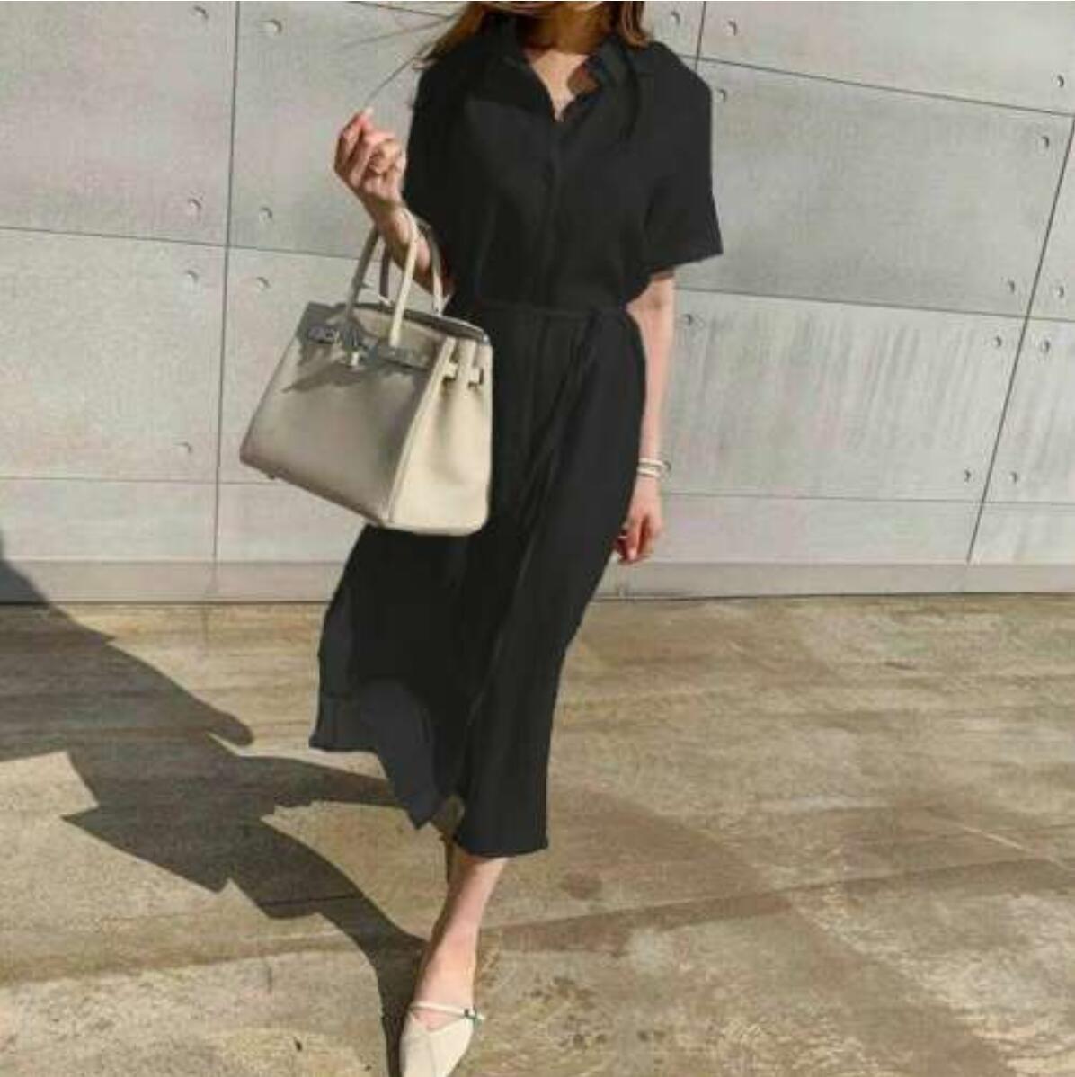 Korean Style Linen Shirt Dress with Lace-Up Waist