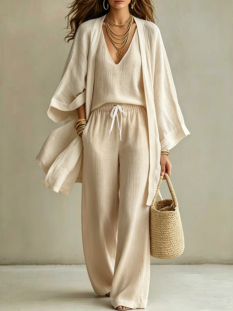 Loose Cotton Linen Three Piece Set