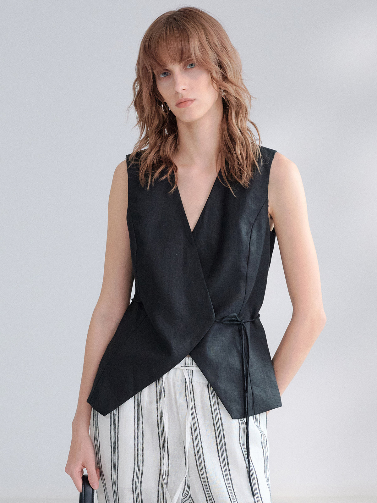 Summer French Simple Commuter Waist-Cinching Linen Vest