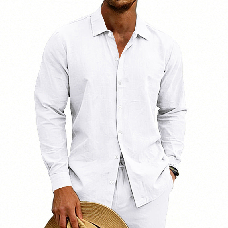 Mens Linen Long Sleeve Casual Shirt