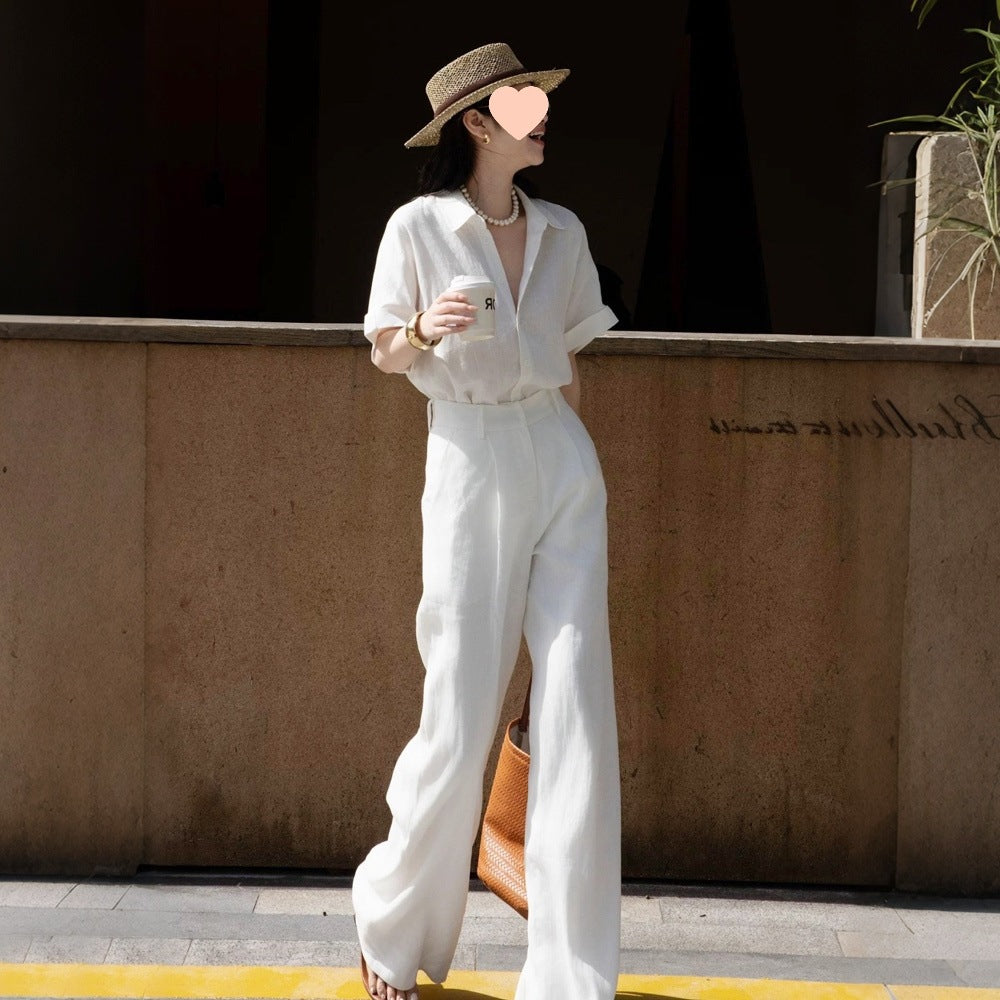 Women's Linen Shirt and Pants Set