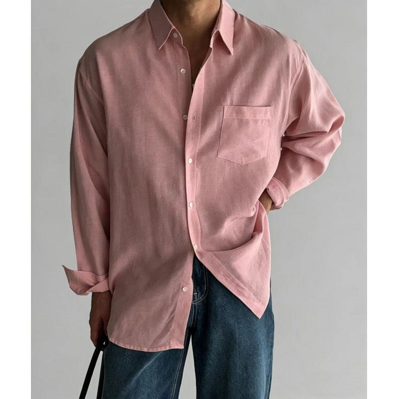 Mens Casual Linen Cotton Shirt