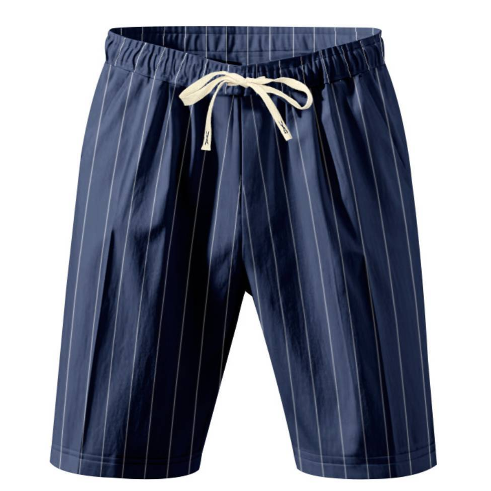 Mens Striped Drawstring Linen Shorts