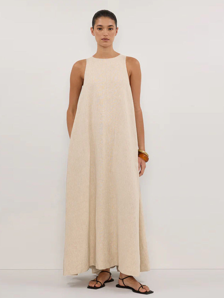 Linen-blend dress