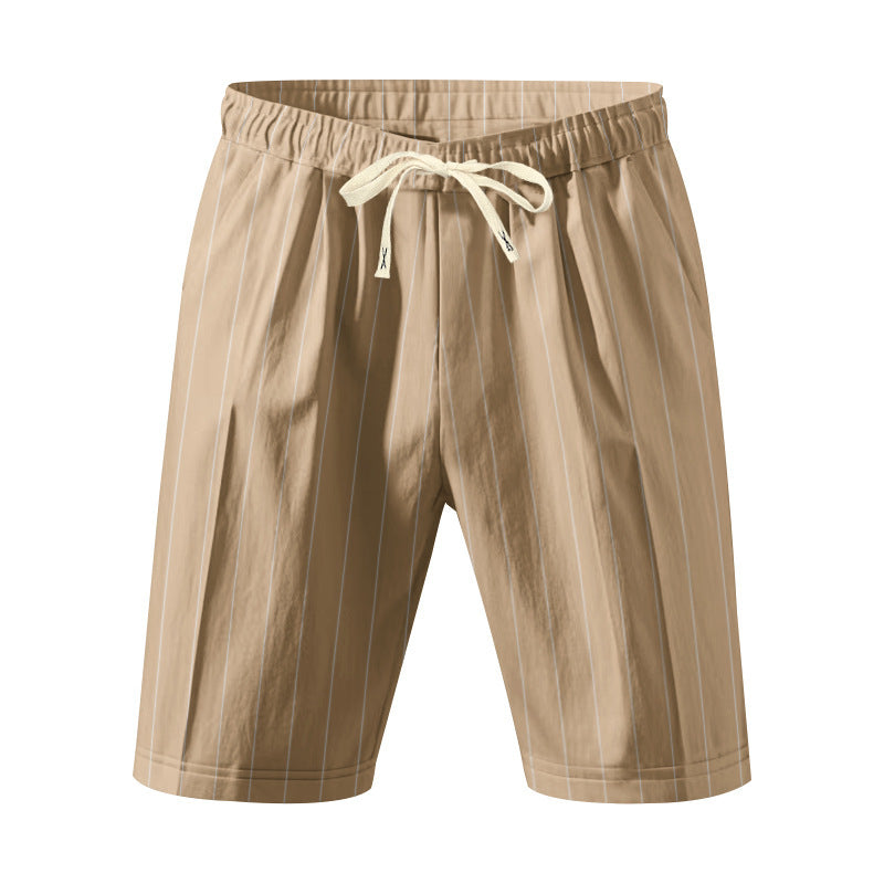 Mens Striped Drawstring Linen Shorts