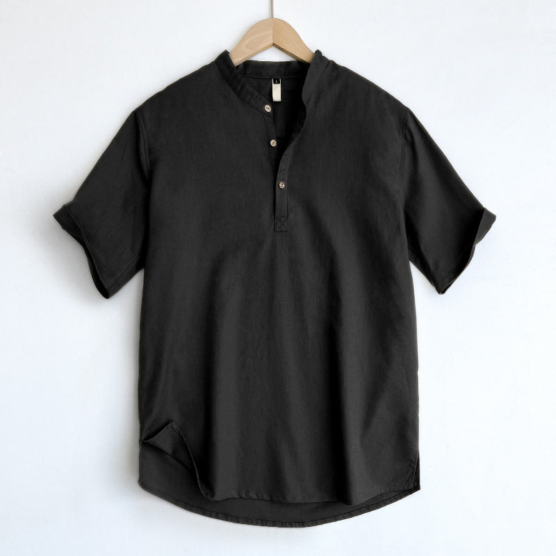 Mens Linen Blend Short Sleeve Polo Shirt