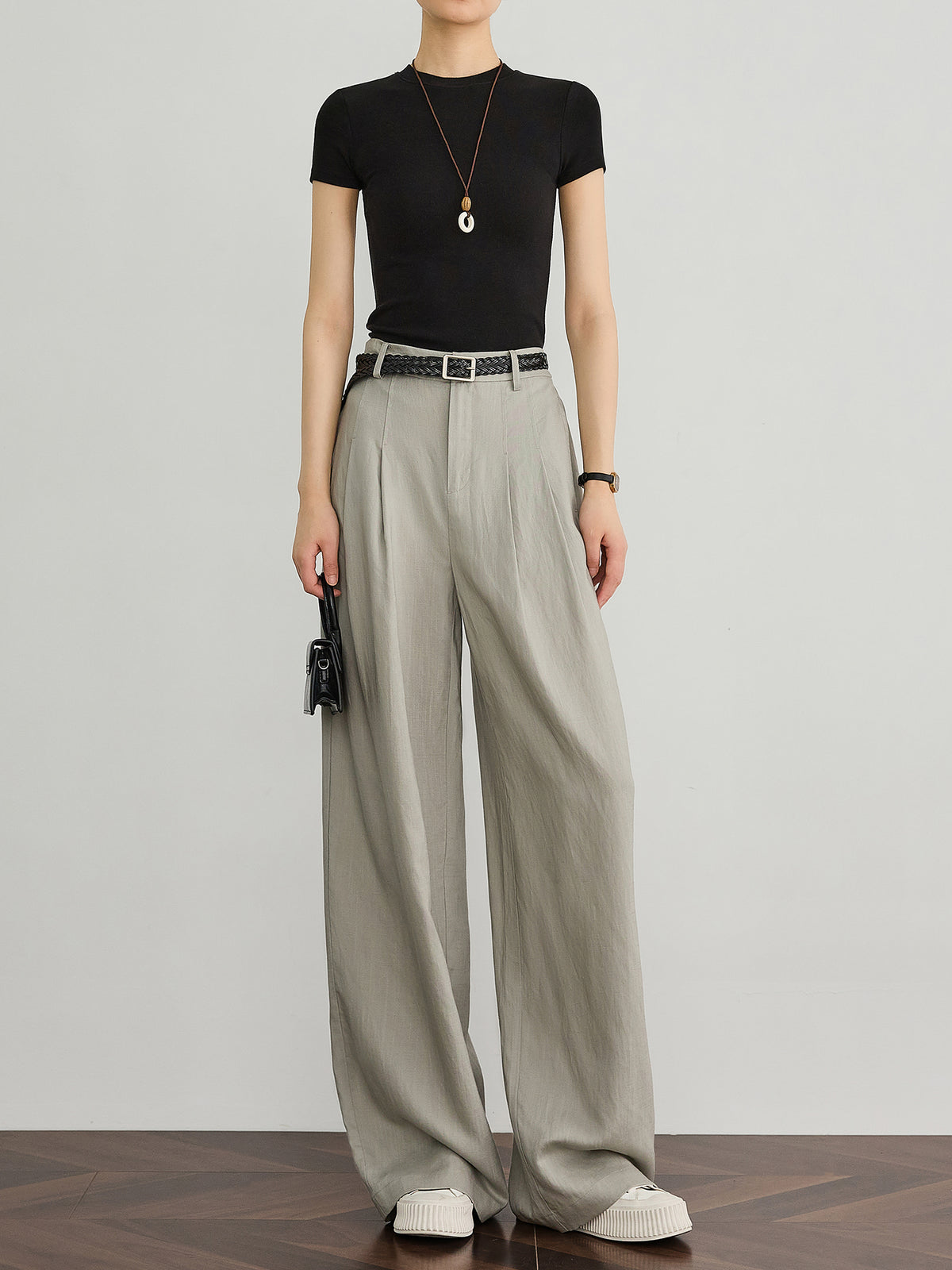 Womens Tencel Linen Wide Leg Pants