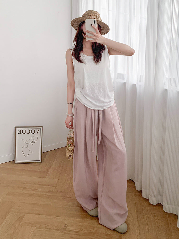 High-Waisted Linen Wide-Leg Pants