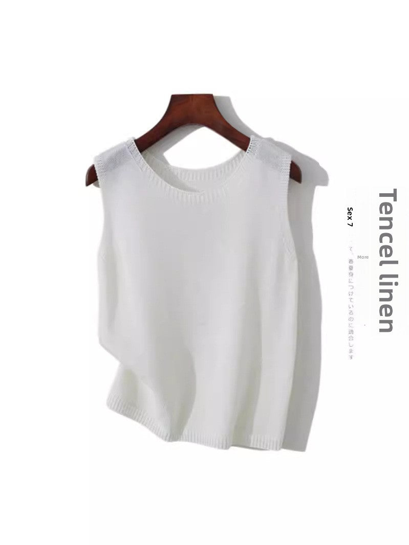 Womens Tencel Linen Sleeveless Camisole Vest