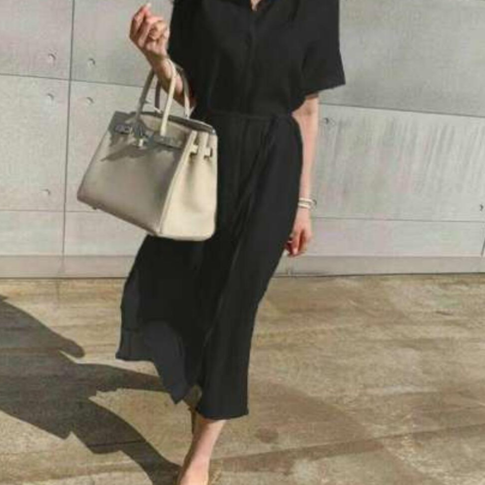 Korean Style Linen Shirt Dress with Lace-Up Waist