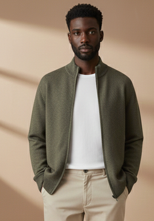 The 100% Merino Wool Zipper Cardigan